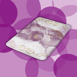 Tapete De Banheiro Dourado Infinito Monograma inicial em roxo e ouro