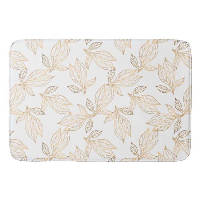 Tapete De Banheiro Dourado Leaf Designer Large Bath Mat (Frente)