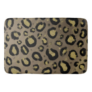Tapete De Banheiro Dourado Marrom Brilho & Impressão Leopardo Cheetah