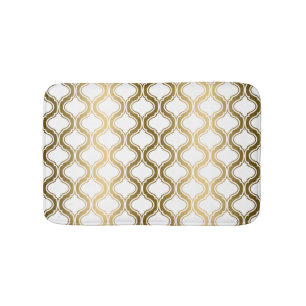 Tapete De Banheiro Dourado Quatrefoil Em Fundo Branco