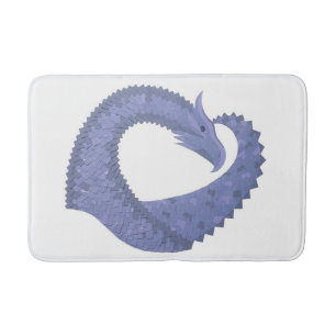 Tapete De Banheiro Dragão cinza azul em branco
