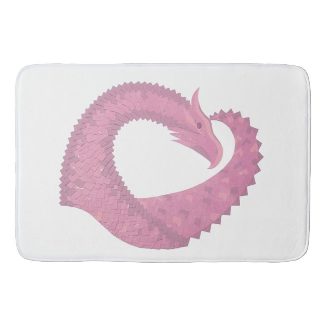 Tapete De Banheiro Dragão cor-de-rosa em branco (Frente)