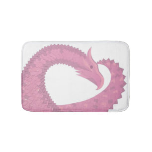 Tapete De Banheiro Dragão cor-de-rosa em branco