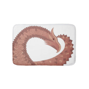 Tapete De Banheiro Dragão-coração castanho em branco