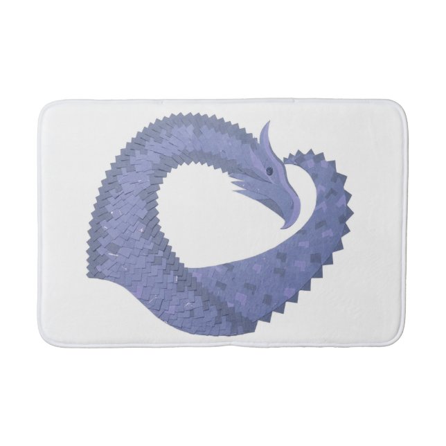 Tapete De Banheiro Dragão de cinza azul em branco (Frente)