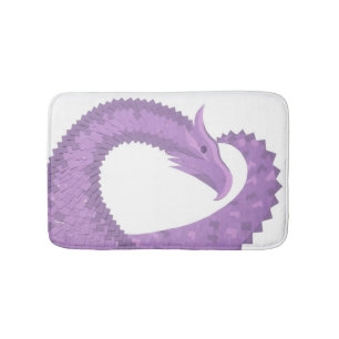 Tapete De Banheiro Dragão do coração roxo lavanda em branco