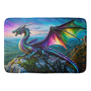 Tapete De Banheiro Dragão Iridescente Guarda Sua Terra