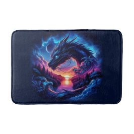 Tapete De Banheiro Dragão Silhuetado contra um Sunset Vibrante
