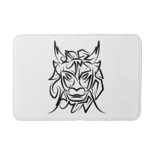 Tapete De Banheiro Dragão Tribal Negro e Branco