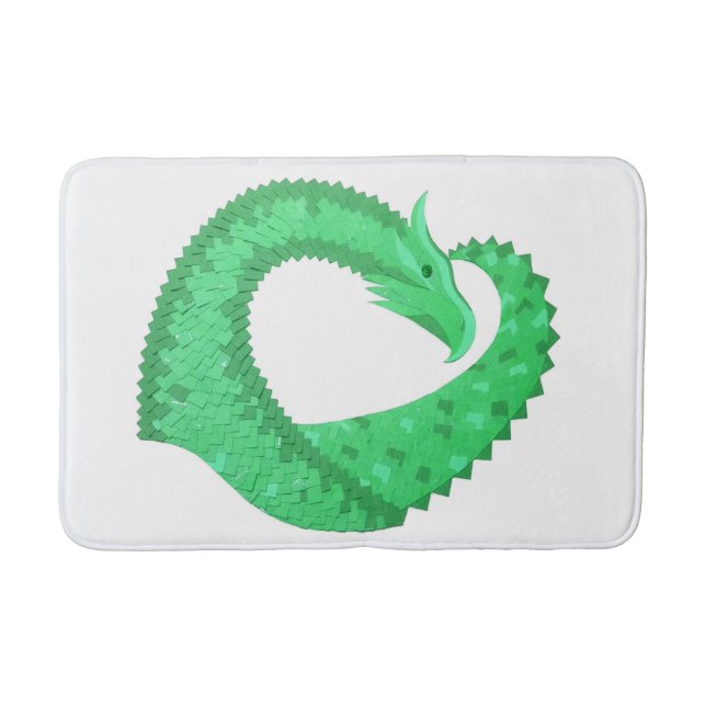 Tapete De Banheiro Dragão verde no branco (Frente)