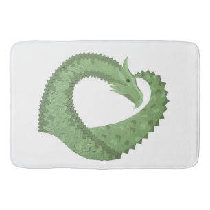 Tapete De Banheiro Dragão verde-oliva em branco