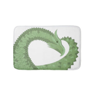 Tapete De Banheiro Dragão verde-oliva em branco