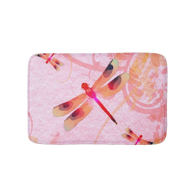 Tapete De Banheiro Dragonflies Em Bath Mat Rosa (frente)