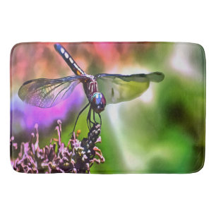 Tapete De Banheiro Dragonfly em pintura realística verde e azul