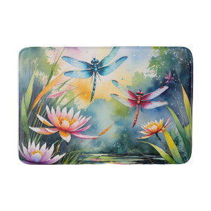 Tapete De Banheiro Dragonfly Pond Lili pads Dragonflies