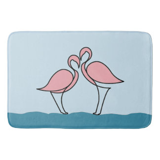 Tapete De Banheiro Duas Flamingas Rosa na Água