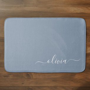 Tapete De Banheiro Dusty Blue Modern Script Monograma Elegante Nome B