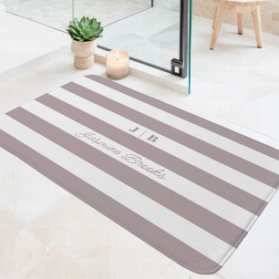 Tapete De Banheiro Dusty Lavanda White Stripes Largas Largas Monogram