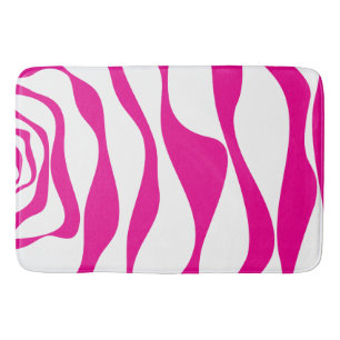 Tapete De Banheiro Ebb e Fluxo 4 em Magenta e Branco