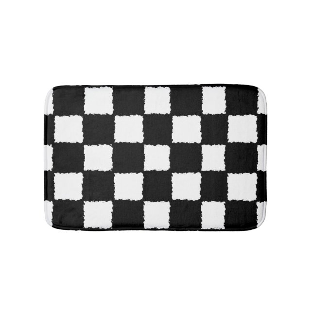Tapete De Banheiro Efeito Checkered preto e branco do Splatter (frente)