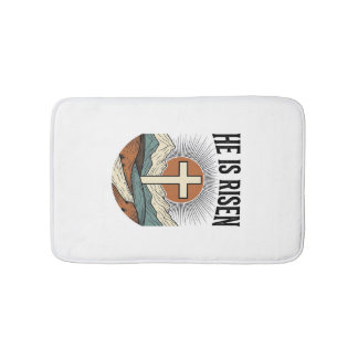 Tapete De Banheiro Ele Ressuscitou Cruz Nascer do Sol Camiseta Cristã