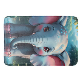Tapete De Banheiro Elefante Bonito na Chuva