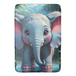 Tapete De Banheiro Elefante Bonito na Chuva
