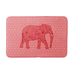 Tapete De Banheiro Elefante da flor - vermelho escuro e coral