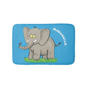 Tapete De Banheiro Elefante engraçado e bonito com desenho animado de