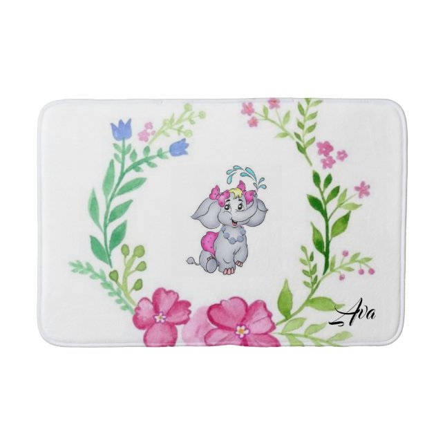 Tapete De Banheiro Elefante Floral Bathroom Mat (Frente)