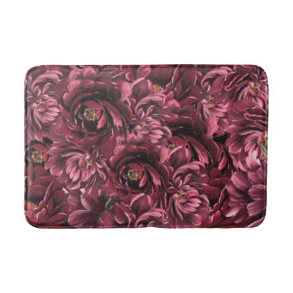 Tapete De Banheiro Elegância da Flor Burgundy