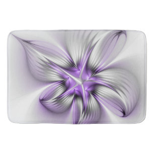 Tapete De Banheiro Elegância Floral Arte Fractal Violeta Abstrata Mod