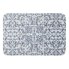 Tapete De Banheiro Elegant Blue Graphic Floral Pattern