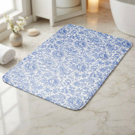 Tapete De Banheiro Elegant Blue Toile Floral Decor
