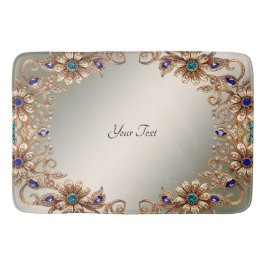 Tapete De Banheiro Elegant Gold Jewel Flowers Bath Mat