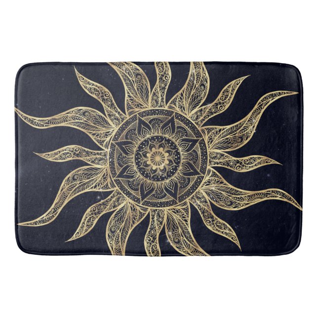 Tapete De Banheiro Elegant Gold Sun Mandala Blue Nebula Design (Frente)