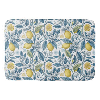 Tapete De Banheiro Elegant Mediterranean Lemon Botanical Navy