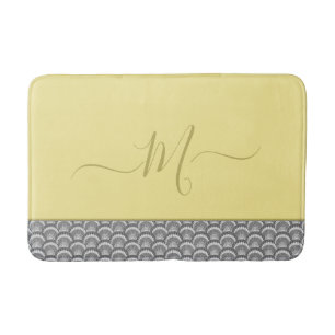 Tapete De Banheiro Elegante de Shell de Cinza Amarelo Náutico Moderno