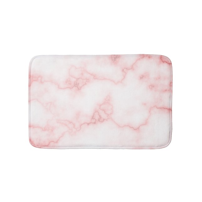 Tapete De Banheiro Elegante Faux Pink Marble Bath Mat (frente)