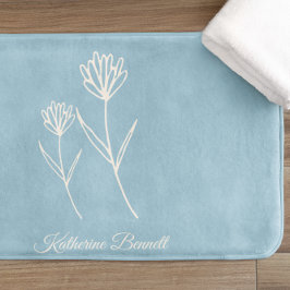 Tapete De Banheiro Elegante Flor Simples Azul Poeirento