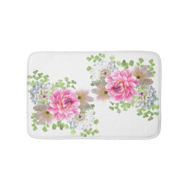 Tapete De Banheiro Elegante Floral Rosa (frente)