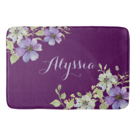 Tapete De Banheiro Elegante Floral Roxo 