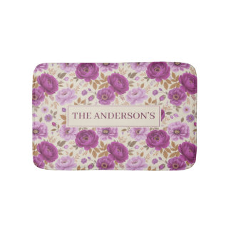 Tapete De Banheiro Elegante Floral Roxo Cottagecore