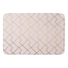 Tapete De Banheiro Elegante Geométrico Tendencial Dourado Rosa