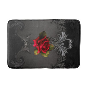 Tapete De Banheiro Elegante Gótico rosa vermelha e Preto