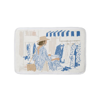 Tapete De Banheiro Elegante Ilustração de Moda Resort de Verão Ba