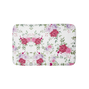 Tapete De Banheiro Elegante Jardim Floral Burgundy e Rosa Lavanda