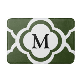 Tapete De Banheiro Elegante Monograma de Trevo Verde 