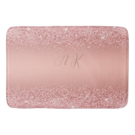Tapete De Banheiro Elegante Monograma Luxo em Rose Gold Brilhante