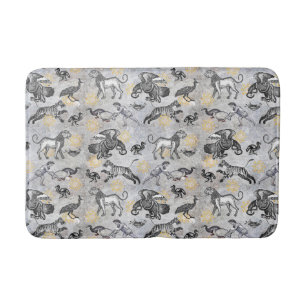 Tapete De Banheiro Elegante Mosaico Negro Dourado Tigre Lion Eagle